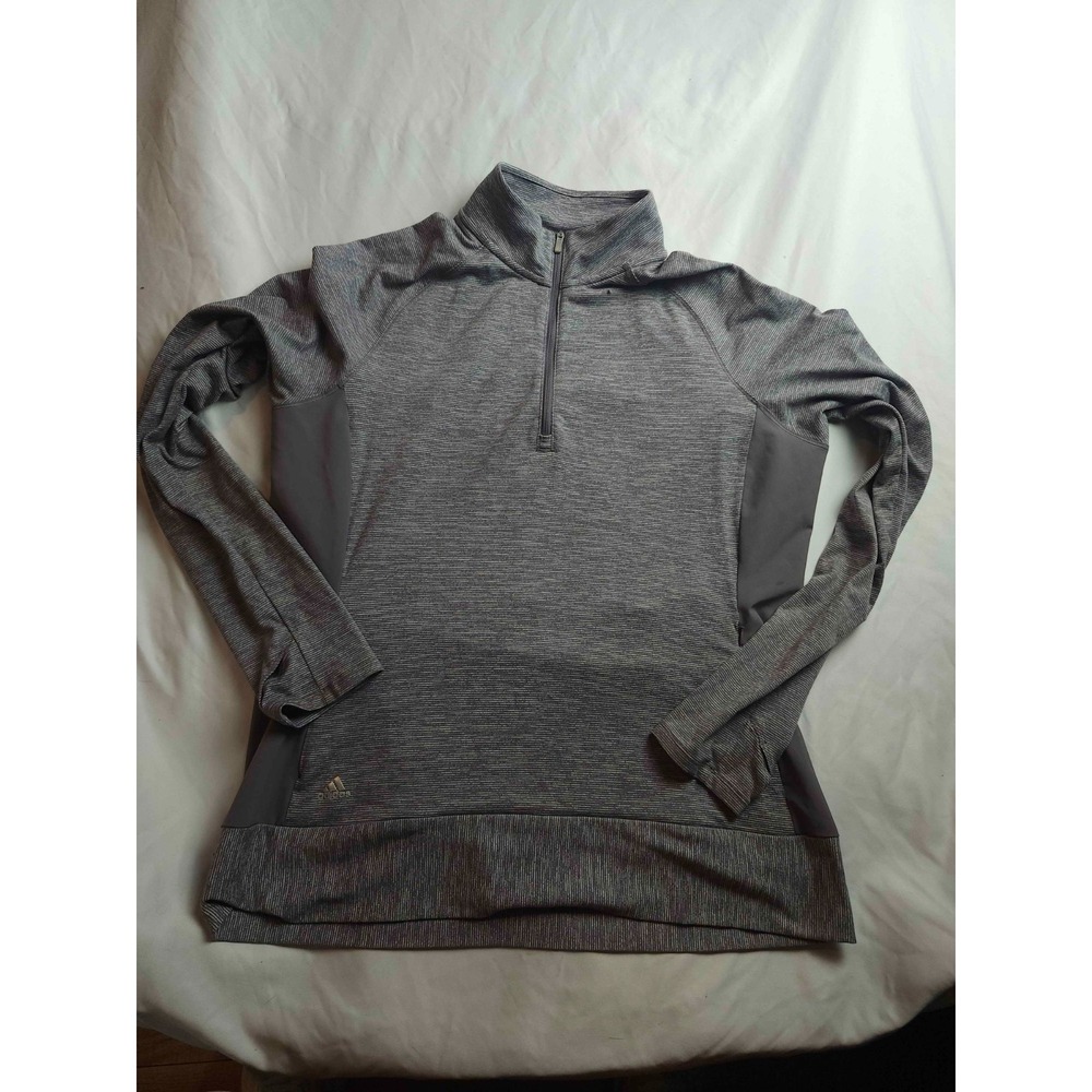 Adidas 1/4 Zip Pullover Womens Medium Gray Performance Running Training Athletic